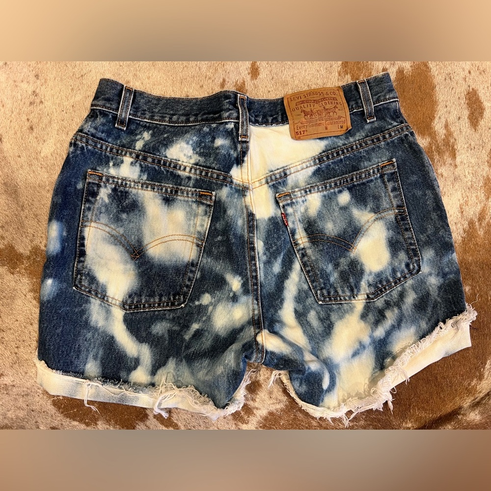 Levi's Blue and White Distressed Jean Shorts